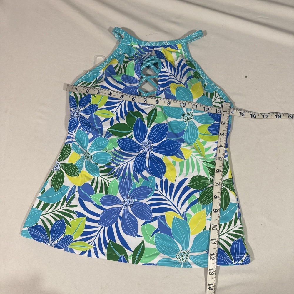 NWT $91 Bleu by Rod Beattie [ 6 ] Sea Quest Floral Cross-Strap Tankini Top 7141 - Picture 2 of 10
